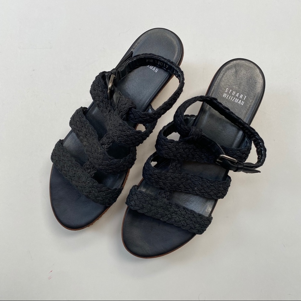 Stuart Weitzman Woven Knit Espadrille Wedge 9.5